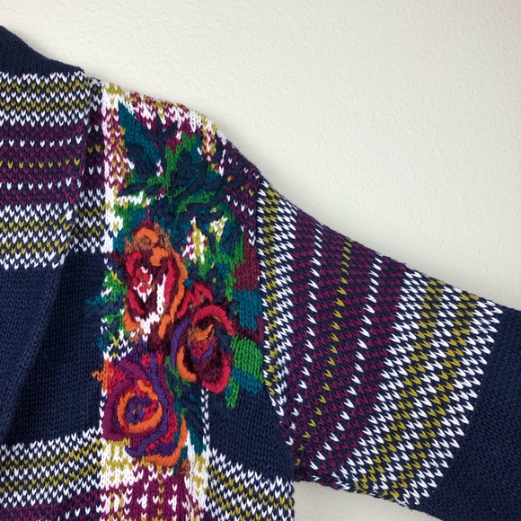 VTG Women's Large Floral Plaid Embroidered Cardiga - Picture 8 of 15